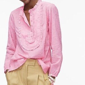 J.Crew Pink Cotton Long-sleeve ruffle shirt in floral eyelet Size M Cottagecore